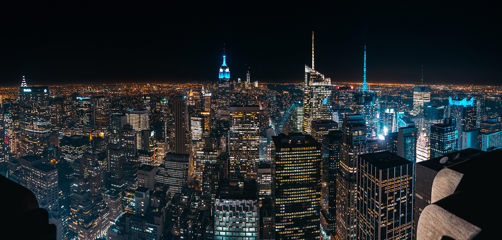 Amazing panorama view of New York city skyline and skyscraper at
